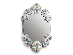 01007834 Lladro Oval Mirror овальное зеркало без рамы с цветочным декором