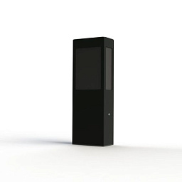 108018006 Roger Pradier Brick2 садовый столбик чёрного цвета с прямоугольным корпусом и стеклянным плафоном