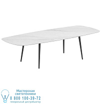 СТАНДАРТНЫЙ ОБЕДЕННЫЙ СТОЛ STYLETTO 300X120CM, АЛЮМИНИЕВЫЕ НОЖКИ, АНТРАЦИТОВАЯ КЕРАМИЧЕСКАЯ СТОЛЕШНИЦА BIANCO STATUARIO Royal Botania