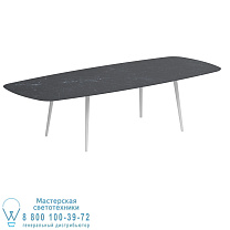 STYLETTO СТАНДАРТНЫЙ ОБЕДЕННЫЙ СТОЛ 300X120CM АЛЮМИНИЕВЫЕ НОЖКИ БЕЛАЯ КЕРАМИЧЕСКАЯ СТОЛЕШНЯ NERO MARQUINA Royal Botania