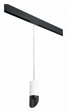 подвесной светильник с чёрным цилиндрическим плафоном для однофазного шинопровода