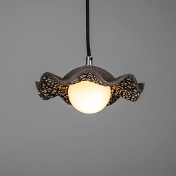 MLCMP058 Mullan Lighting Rivale подвесной светильник с волнистым керамическим плафоном тёмного оттенка