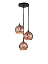 Copper Glass Black Metal LED E27 3x12 Watt 100-240 Volt IP20 Bulb Excluded D: 35 H: 155 cm