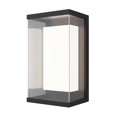 настенный уличный светильник черного цвета с плоской стеклянной панелью