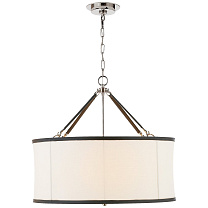 Broomfield Large Hanging Shade полированный никель и шоколадная кожа с льняным абажуром