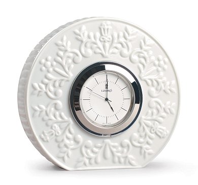 Фарфоровые настольные часы с узором из колокольчиков Logos Lladro 01009603