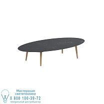 ВЫСОКИЙ СТОЛ STYLETTO LOUNGE 250X130CM НА НОЖКАХ ТИКА КЕРАМИЧЕСКАЯ СТОЛЕШНИЦА NERO MARQUINA Royal Botania