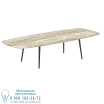 НИЗКИЙ ОБЕДЕННЫЙ СТОЛ STYLETTO 300X120CM, АЛЮМИНИЕВЫЕ НОЖКИ, БРОНЗОВАЯ КЕРАМИЧЕСКАЯ СТОЛЕШНЯ, ТРАВЕРТИНО Royal Botania