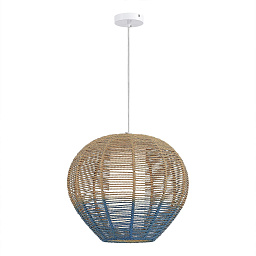 SL1514.513.01 ST-Luce Vimini подвесной светильник с крупным шаровым абажуром из ротанга в бело-синем тоне