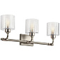 Harvan 25" 3 Light Vanity Light with Clear Ribbed Glass Satin Nickel  настенный светильник 55107SN Kichler — фото 3