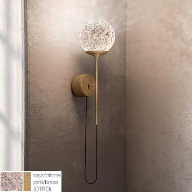 CRISTGLOB-APOTRO Icone Cristalglob APPLIQUE 9W 3000K OTTONE SATINATO- SFERA ROSA Накладное бра