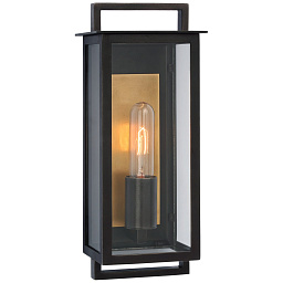 настенный фонарный светильник с узкой прямоугольной рамой и прозрачным стеклом