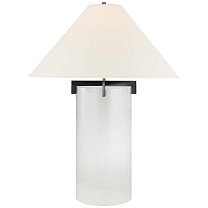 Brooks Table Lamp кристалл и состаренное железо с льняным абажуром