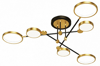 потолочный светильник с круглыми контурами и металлическими кольцами