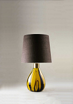 Mustard with Brass Collar shown with 14 Bongo in Pecan Linen with Cream Card lining