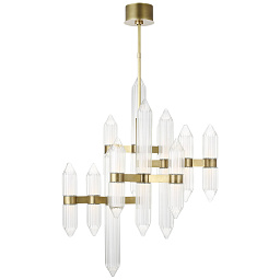 EU-702LGSN31 Visual Comfort Langston многоярусная люстра с вертикальными стеклянными элементами