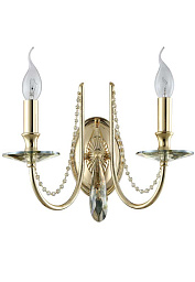 VICTORIA AP2 GOLD/AMBER Crystal Lux VICTORIA настенное бра с двумя рожками и декоративными элементами золотого оттенка