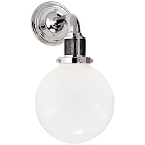 McCarren Single Sconce полированный никель с белым стеклом