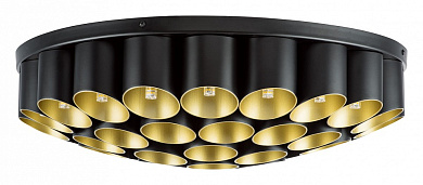 потолочная люстра с цилиндрическими элементами черного цвета