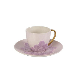 0007686-308 Villari Peacock чашка с блюдцем из золота и лилового фарфора