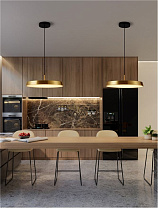 Satin Gold Aluminium & Acrylic White Fabric Wire LED 37 Watt 220-240 Volt 2590Lm 3000K IP20 D: 50 H: 130 cm