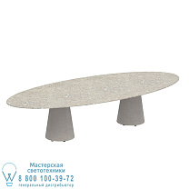 СТОЛ CONIX ELLIPSE 320X140 CM НИЗКИЕ ОБЕДЕННЫЕ НОЖКИ БЕТОН ЦЕМЕНТ СЕРЫЙ - СТОЛЕШНИЦА CEPPO DOLOMITICA КЕРАМИЧЕСКАЯ Royal Botania