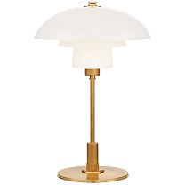 Whitman Desk Lamp полированная старая латунь с белым стеклянным абажуром