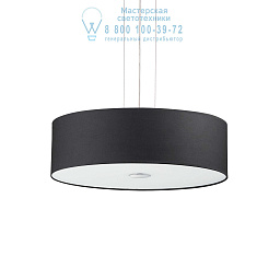 105628 Ideal lux Woody подвесной светильник с черным текстильным абажуром и круглым корпусом