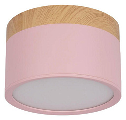 10162 Pink Loft It Grape потолочный светильник с деревянным основанием и розовым плафоном