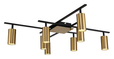 потолочный светильник с поворотными плафонами на черной штанге