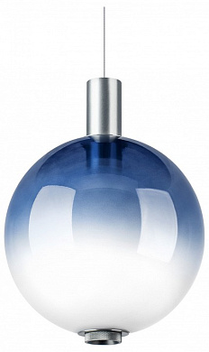 подвесной светильник с шарообразным плафоном серебристо-голубого цвета
