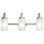 Kennewick 3 Light Vanity Light with Etched Glass Brushed Nickel  настенный светильник 55087NI Kichler — фото 2