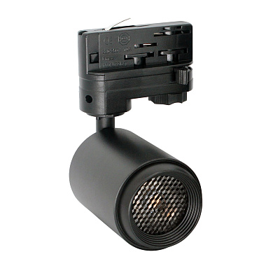 трёхфазный трековый светильник цилиндрической формы чёрного цвета для трёхфазного шинопровода 3ph