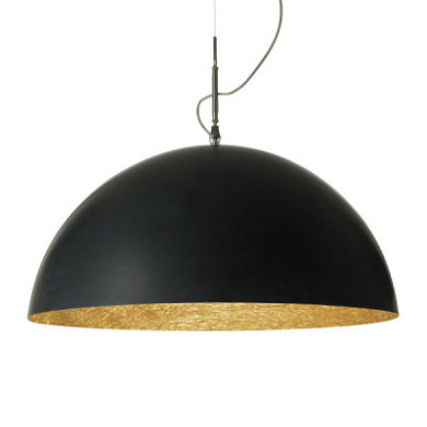 подвесная люстра полусферической формы с золотистым внутренним акцентом