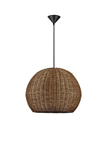 Brown Rattan Sandy Black Steel Base & Fabric Cable LED E27 1x12Watt 100-240Volt IP20 Bulb Excluded D:39 H:232 cm