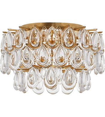 встраиваемый светильник с хрустальными подвесами на позолоченном основании