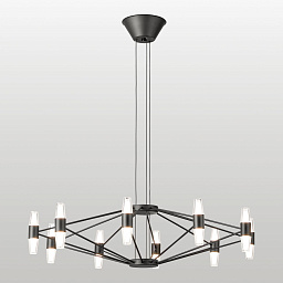 многоламповая люстра с металлическим каркасом квадратной формы
