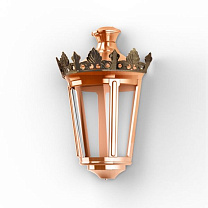 Louvre N° 4; one-piece clear glass Built-in LED 2700°K warm white 10W; Patined lacquered copper