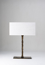 New Bronze with Rectangular Base shown with 16 Rectangle Shade in Natural Linen with Cream Card lining