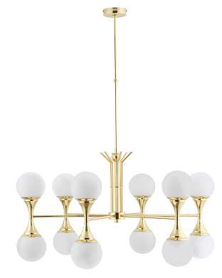 шестиламповый подвесной светильник с матовыми стеклянными шарами