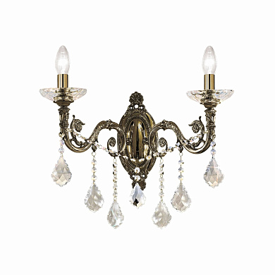 настенный светильник с подвесными кристаллами латунь