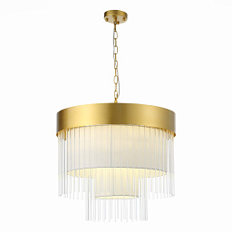 SL1352.203.09 ST-Luce Aversa подвесная люстра с каскадом белых стеклянных трубок и золотым ободом
