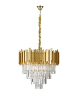 Gold Metal & Crystal LED E14 8x5 Watt 100-240 Volt IP20 Bulb Excluded D: 55 H: 120 cm Crystals: 18cm: 62pcs 15cm: 62pcs