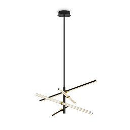 FR5557PL-L32B Freya Brilliance подвесной светильник с пересекающимися световыми стержнями в чёрном корпусе