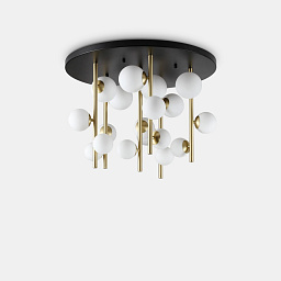 328393 Ideal lux Perlage потолочный светильник с белыми плафонами на латунной арматуре