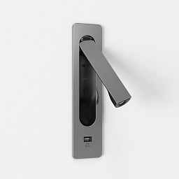 светильник для чтения с USB полированный хром