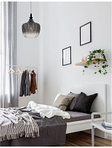 Gradient Smokey Gray Glass Matt Black Metal LED E27 1x12 Watt 100-240Volt IP20 Bulb Excluded D: 24 H: 120 cm