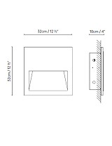 LAP WR30 LED CORTEN 18 x 41 x 42 cm; LAP WR30 LED INOX VOL 0,03 m³