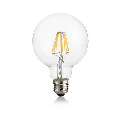 Светодиодная лампа E27 GLOBO D095 08W 3000K CRI90 Ideal Lux 271606, прозрачная