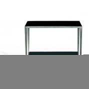 Salvatore Side Table Burnished Silver with Black Glass top Porta Romana